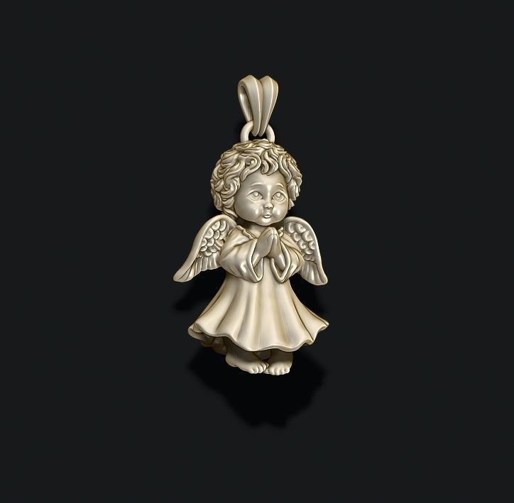 baby angel pendant 3D print model_14