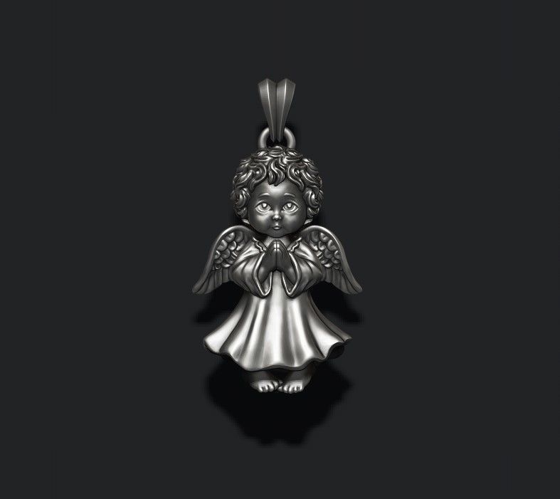 baby angel pendant 3D print model_13