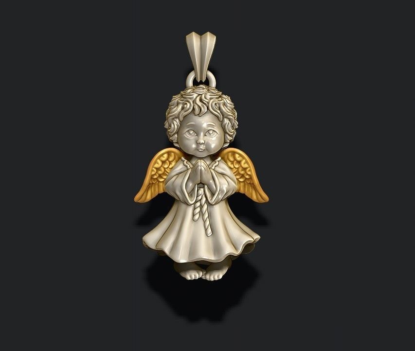 baby angel pendant 3D print model_7