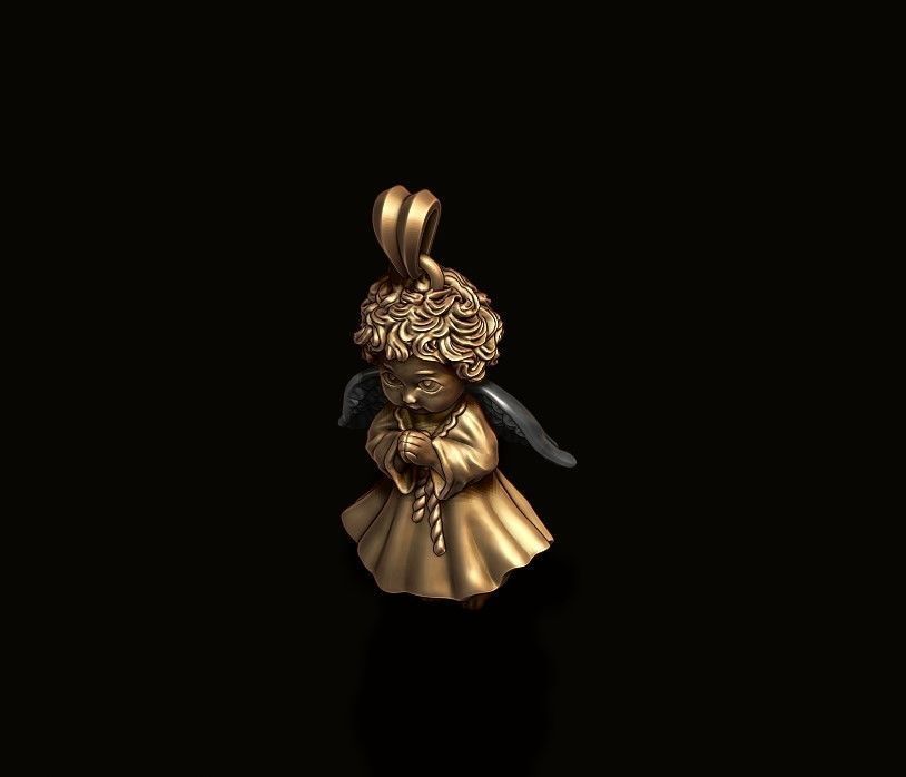 baby angel pendant 3D print model_11