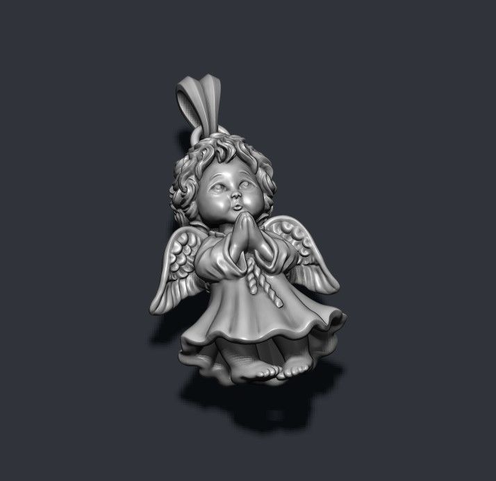 baby angel pendant 3D print model_4