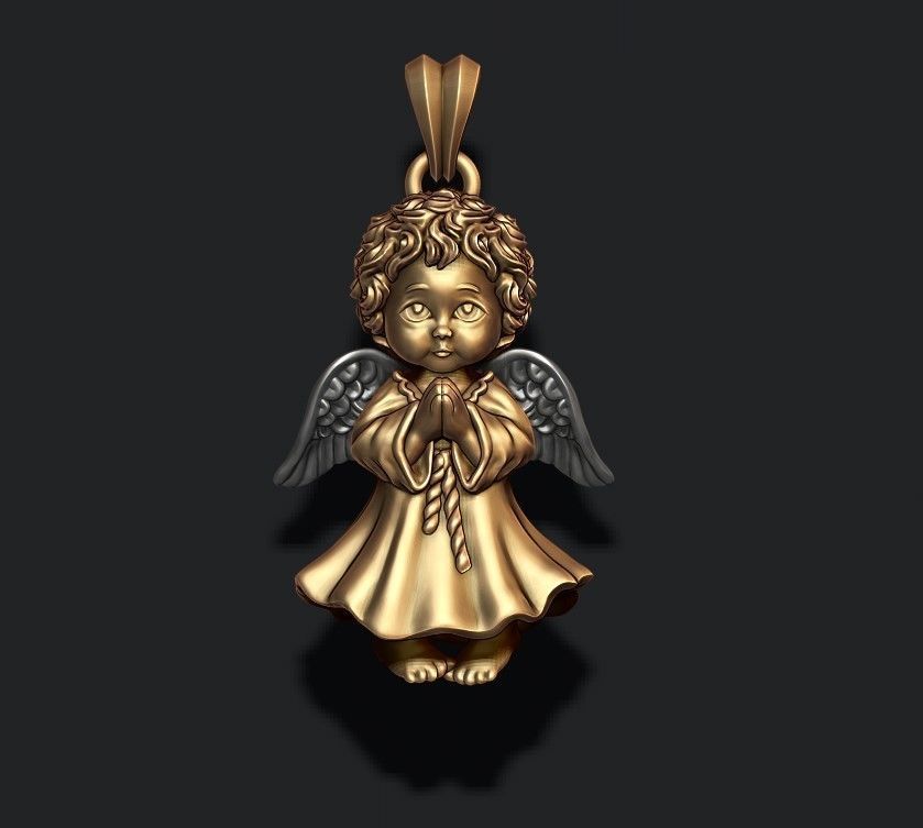 baby angel pendant 3D print model_10