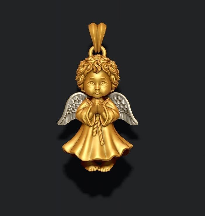 baby angel pendant 3D print model_1