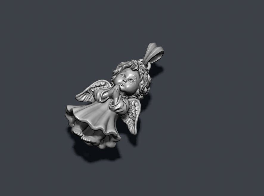 baby angel pendant 3D print model_3
