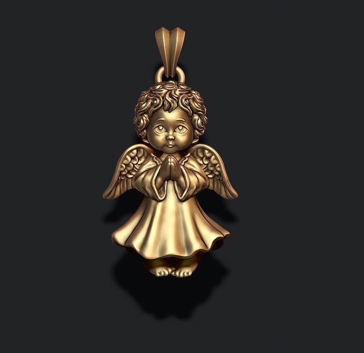 baby angel pendant 3D print model_2