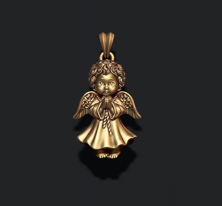 baby angel pendant 3D print model_12