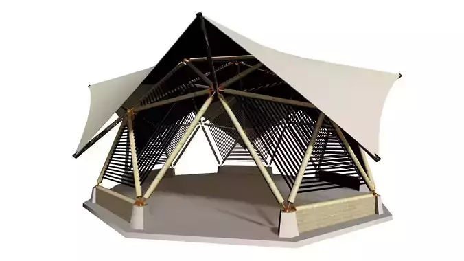 BAMBOO CANOPY GEODESIC TENT BAKED