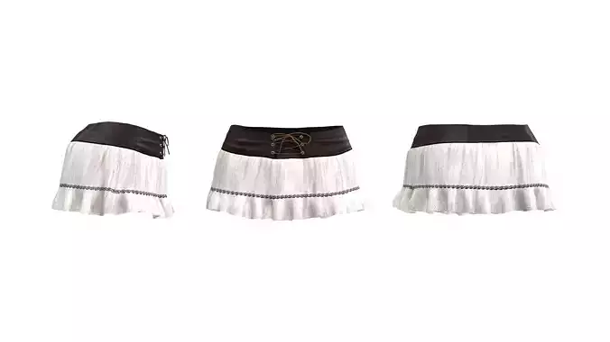Mini Frill Skirt with Tied Lace Low-poly 3D model