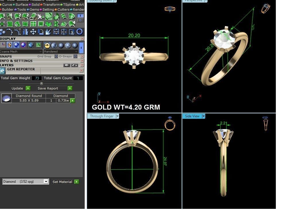 Solitaire ring model 3D print model_2