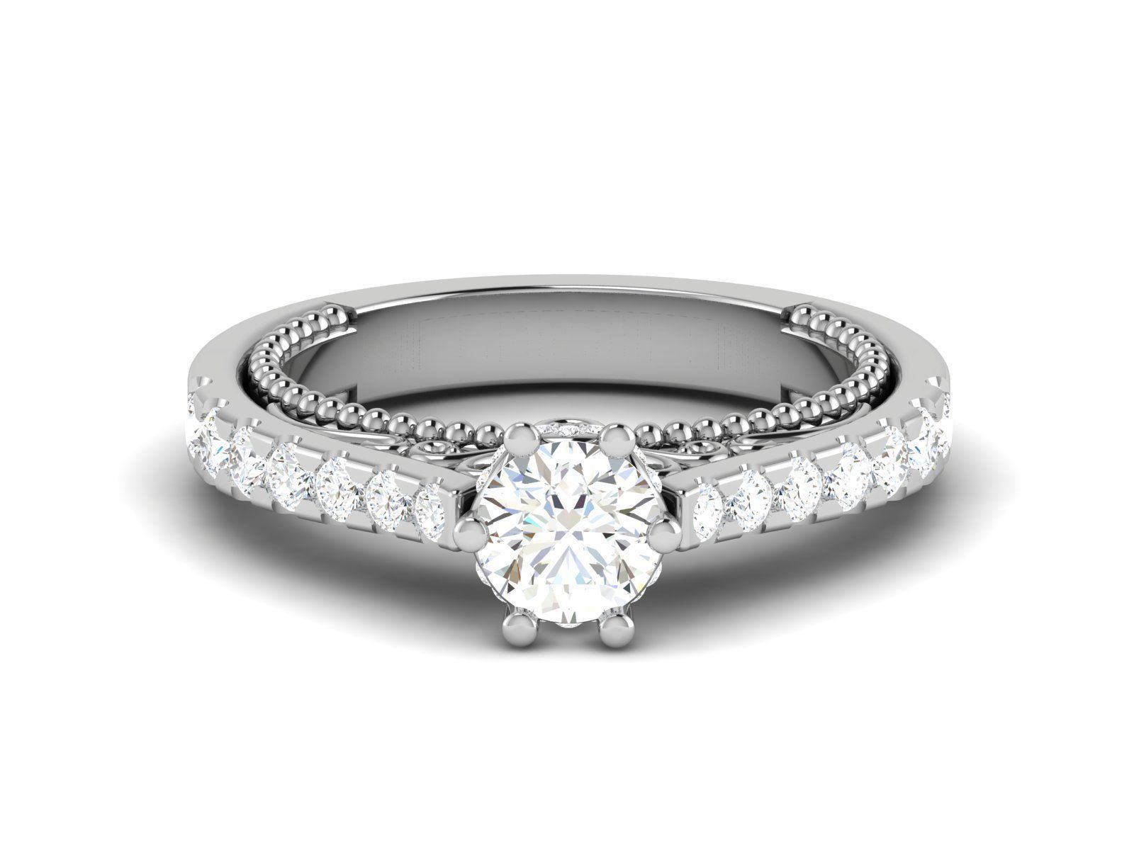 Solitaire ring model 3D print model_1