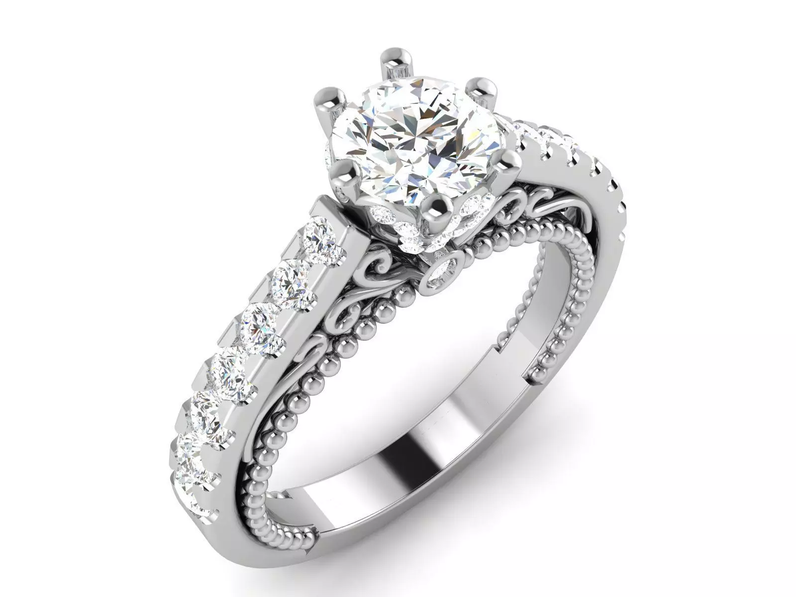 Solitaire ring model 3D print model_0