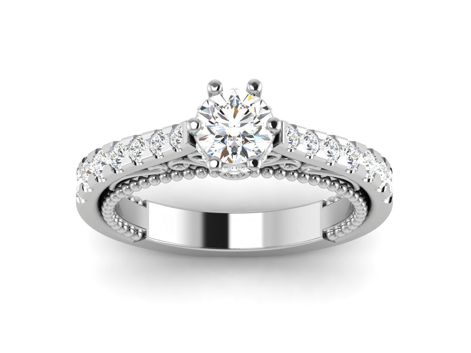 Solitaire ring model 3D print model_3