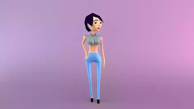Girl character Low-poly 3D model