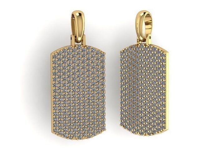 Diamond Dog Tag Pave Pendant 3D print model