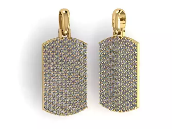 Diamond Dog Tag Pave Pendant