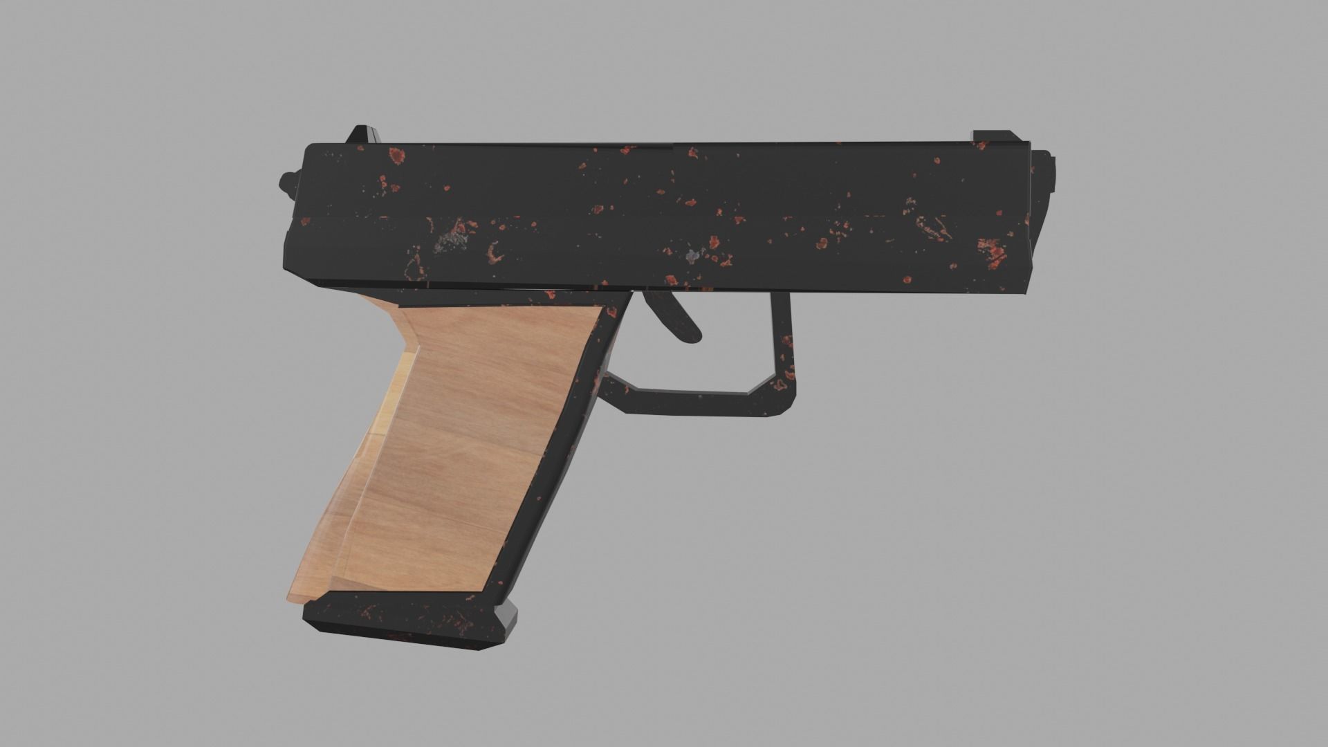 Low Poly Pistol gun 3D model_1
