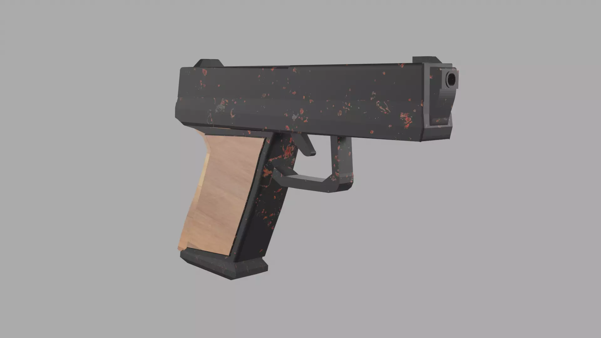 Low Poly Pistol gun 3D model_0