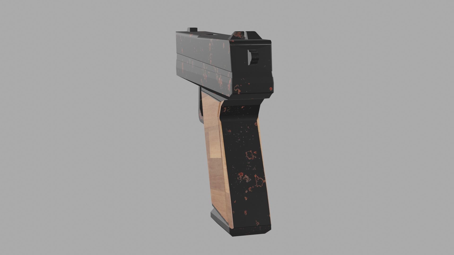 Low Poly Pistol gun 3D model_2