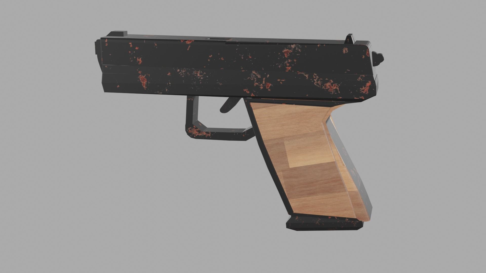 Low Poly Pistol gun 3D model_3