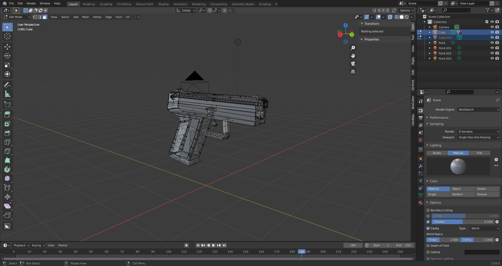 Low Poly Pistol gun 3D model_8