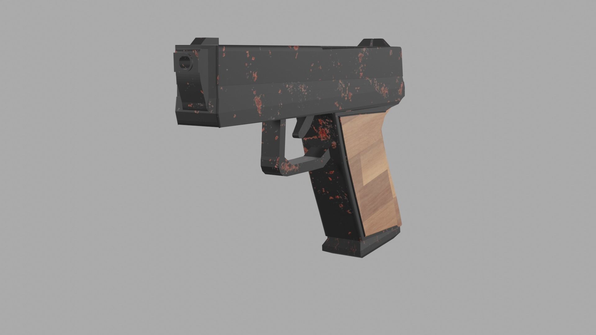 Low Poly Pistol gun 3D model_4