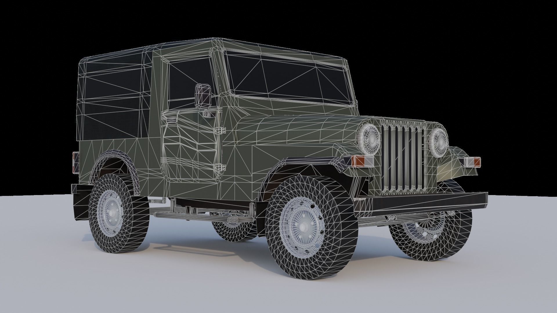Mahindra Thar low poly 3D model_10