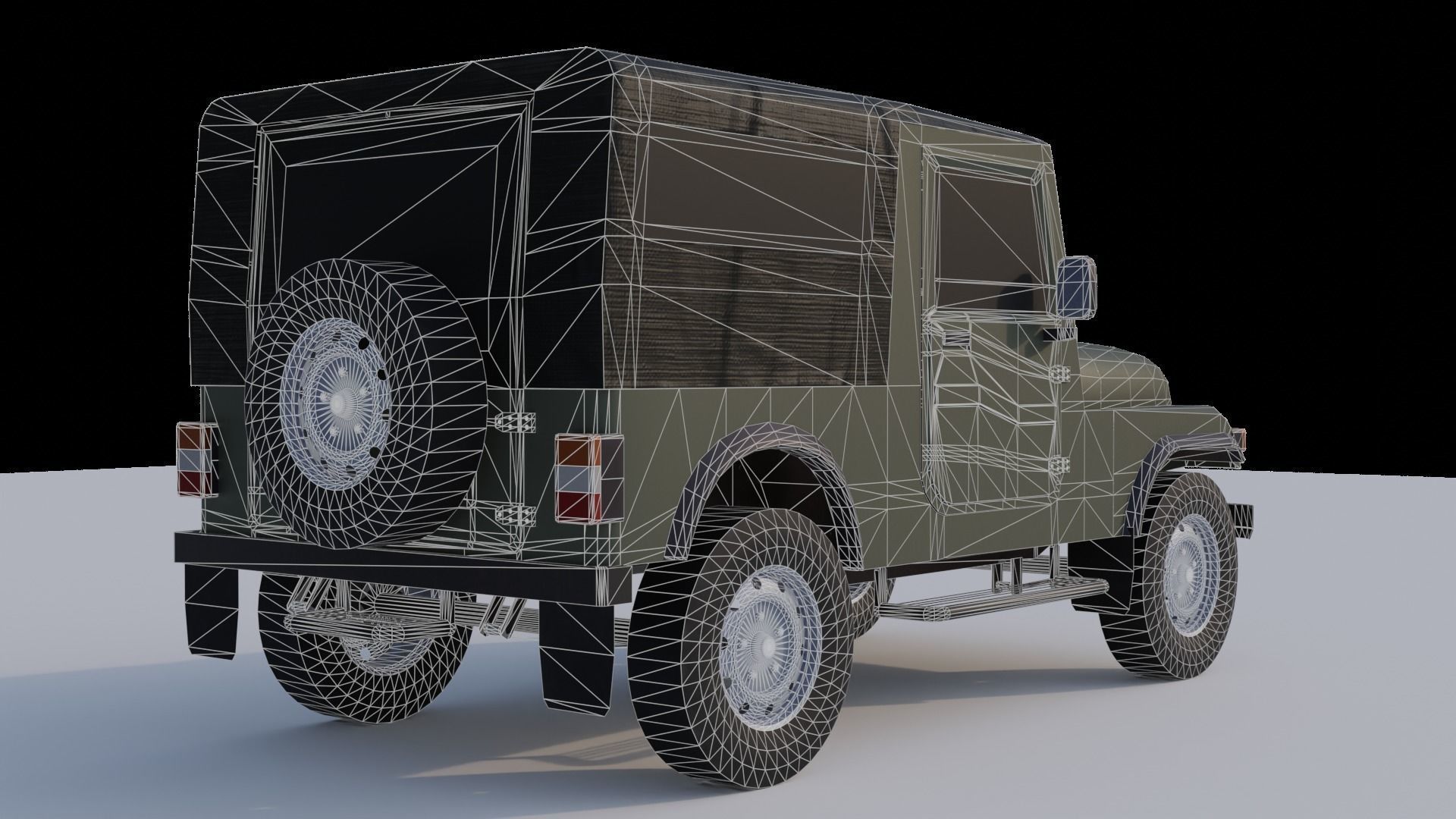 Mahindra Thar low poly 3D model_9