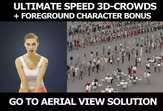 3d crowds and Aspiration girl a foreground volleyball woman 3D Model Collection