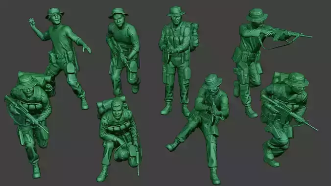 Modern Jungle Soldiers MJS1 Pack 1 3D Model Collection