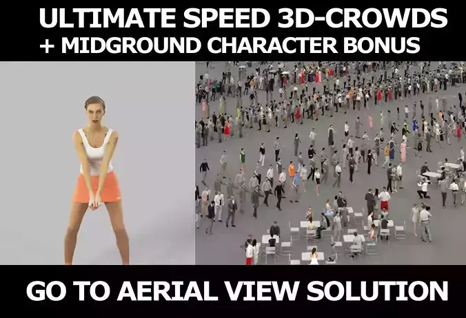 3d crowds Aspiration midground sports volleyball woman 3D Model Collection