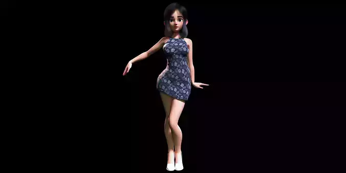 Rigged - Stylized Character Girl - Amy Style 6 - Blender 3D