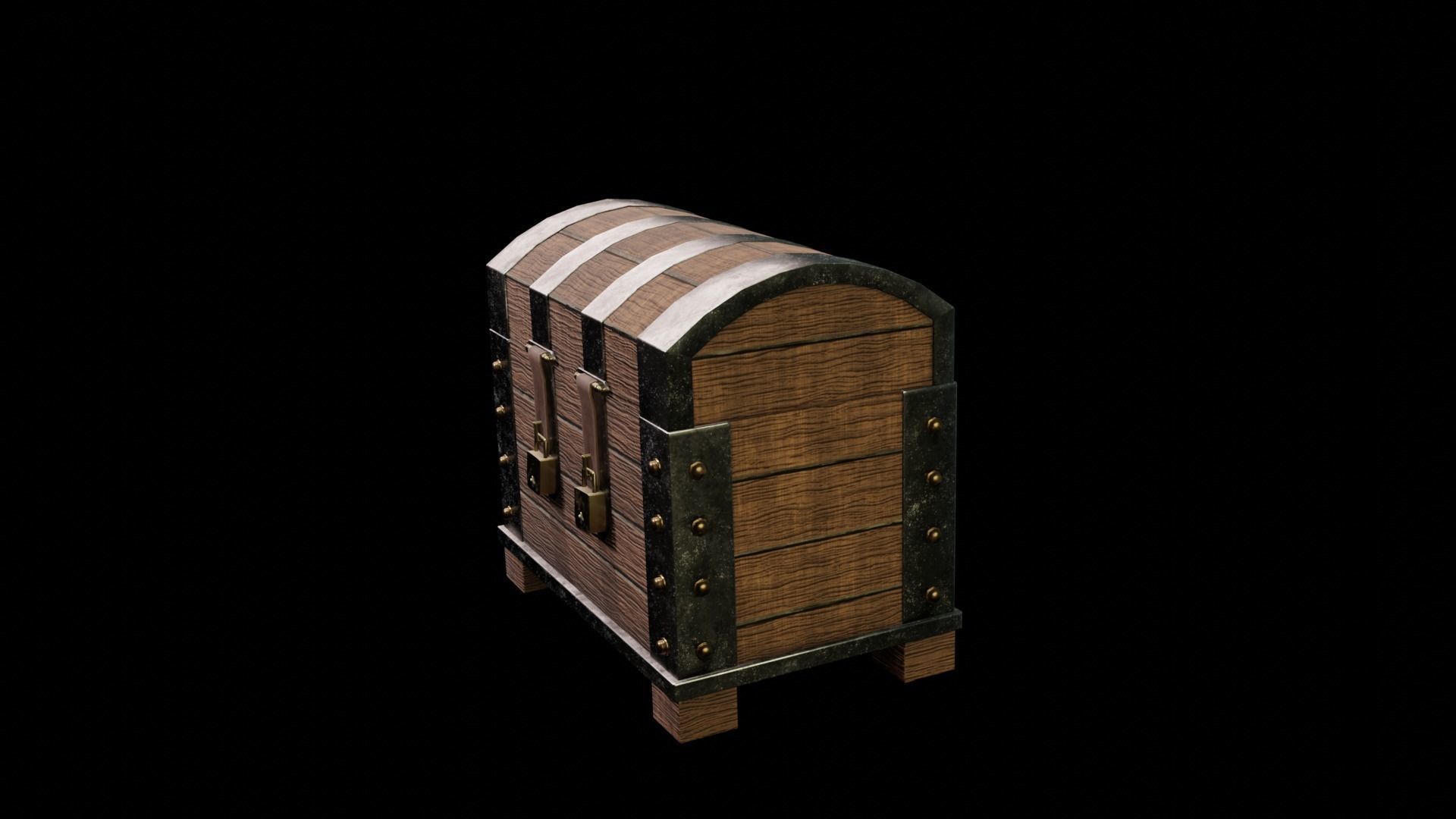 Wood Iron Chest Low-poly 3D model_3