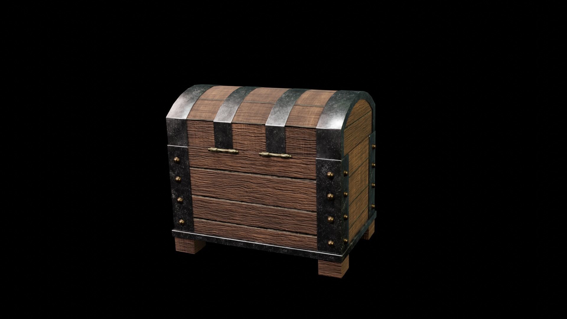 Wood Iron Chest Low-poly 3D model_2
