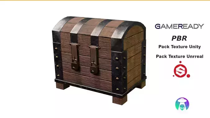 Wood Iron Chest Low-poly 3D model