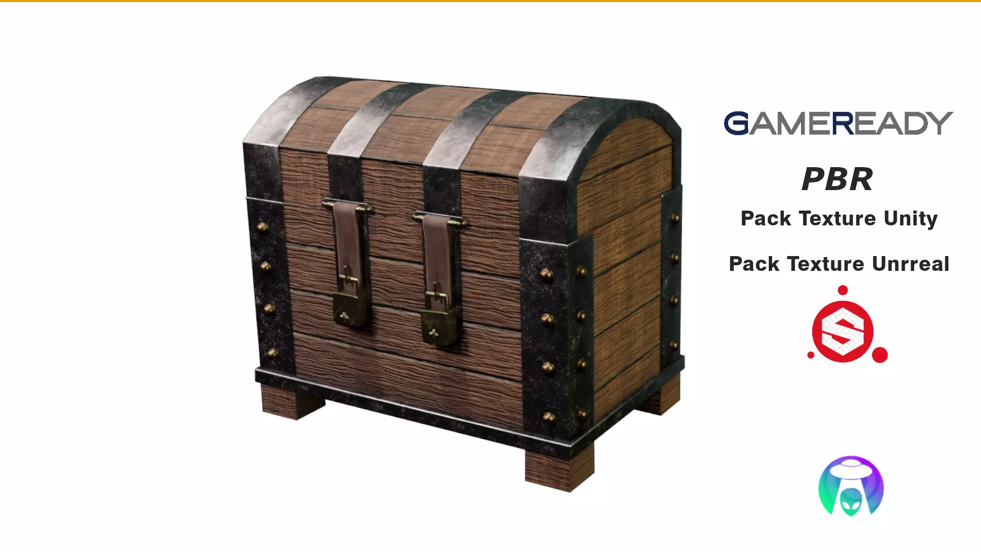 Wood Iron Chest Low-poly 3D model_0