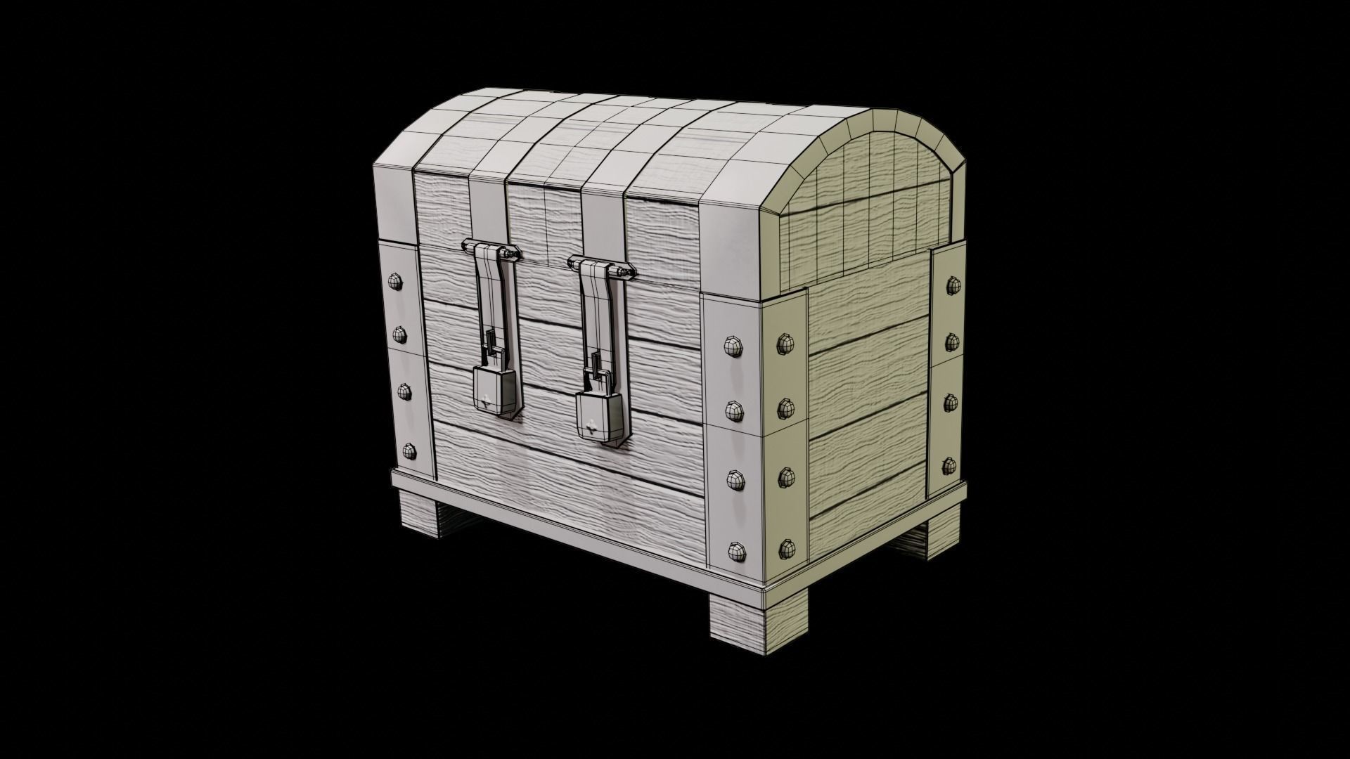 Wood Iron Chest Low-poly 3D model_6