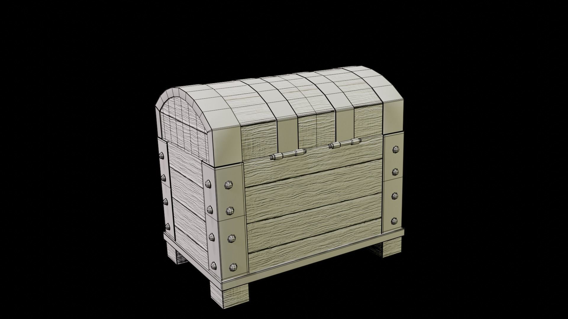 Wood Iron Chest Low-poly 3D model_7