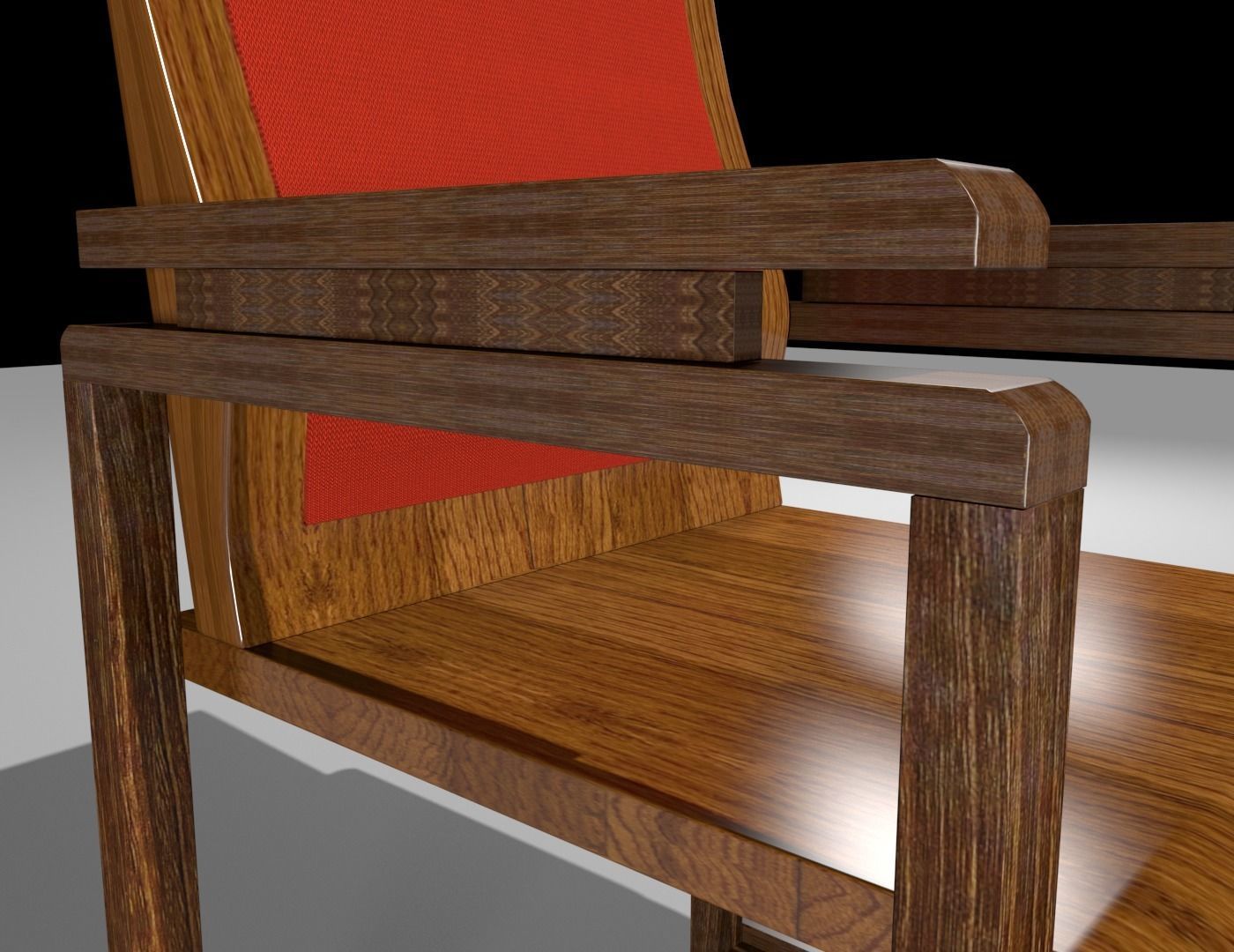 Wooden Chair Low-poly 3D model_7