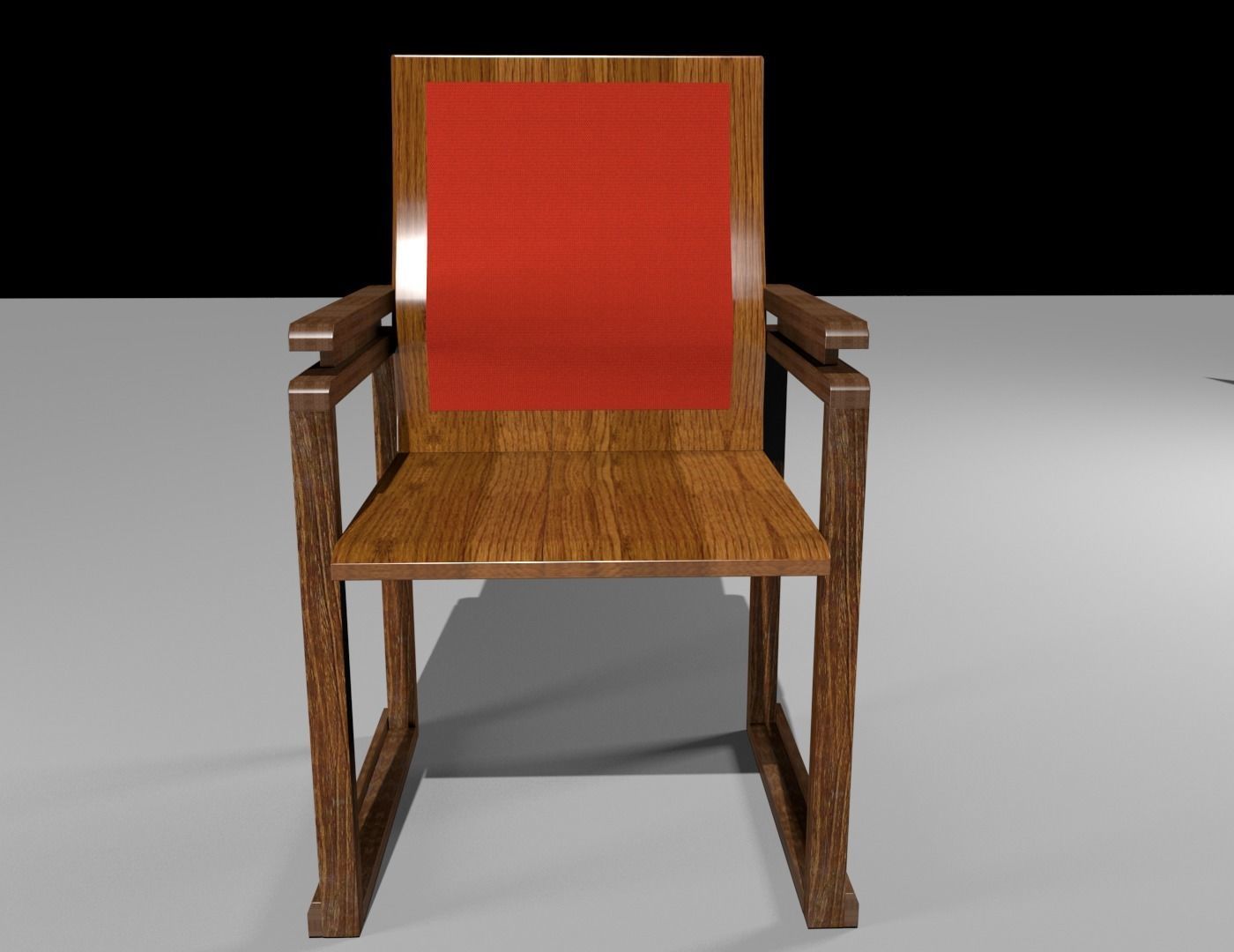 Wooden Chair Low-poly 3D model_9
