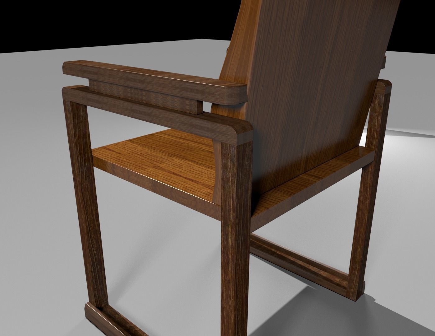 Wooden Chair Low-poly 3D model_10