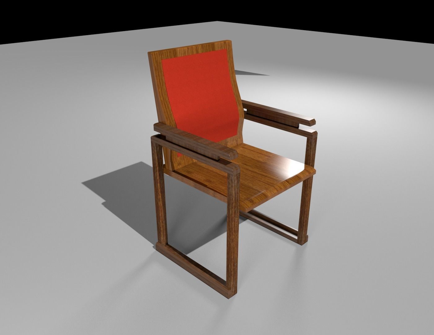 Wooden Chair Low-poly 3D model_6
