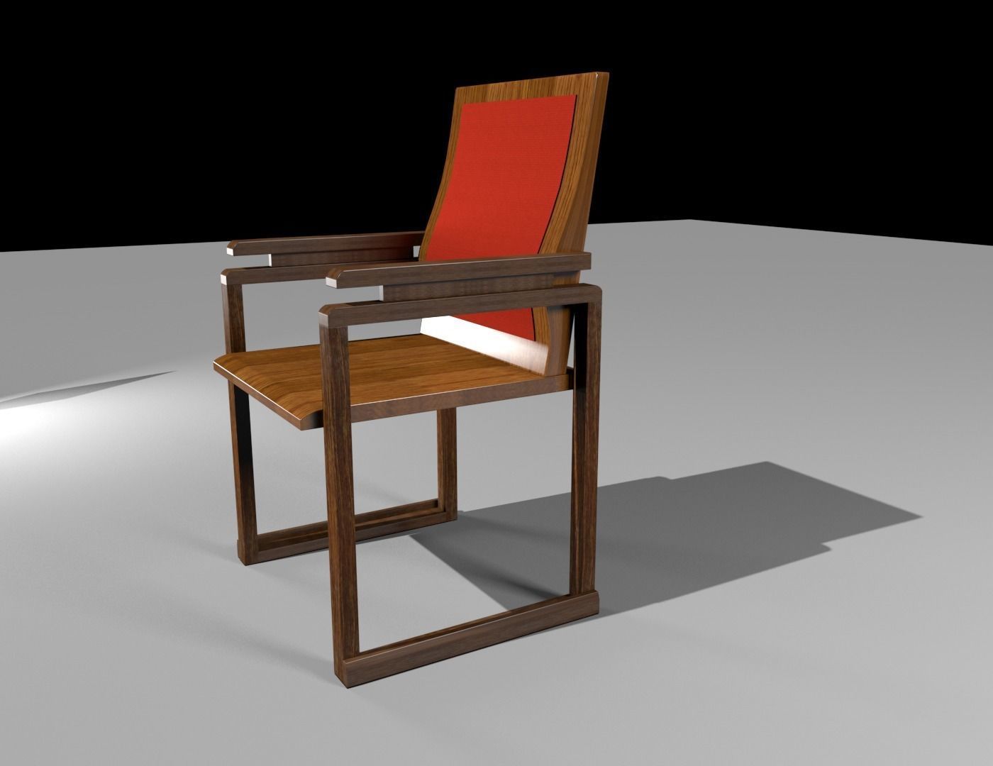 Wooden Chair Low-poly 3D model_5