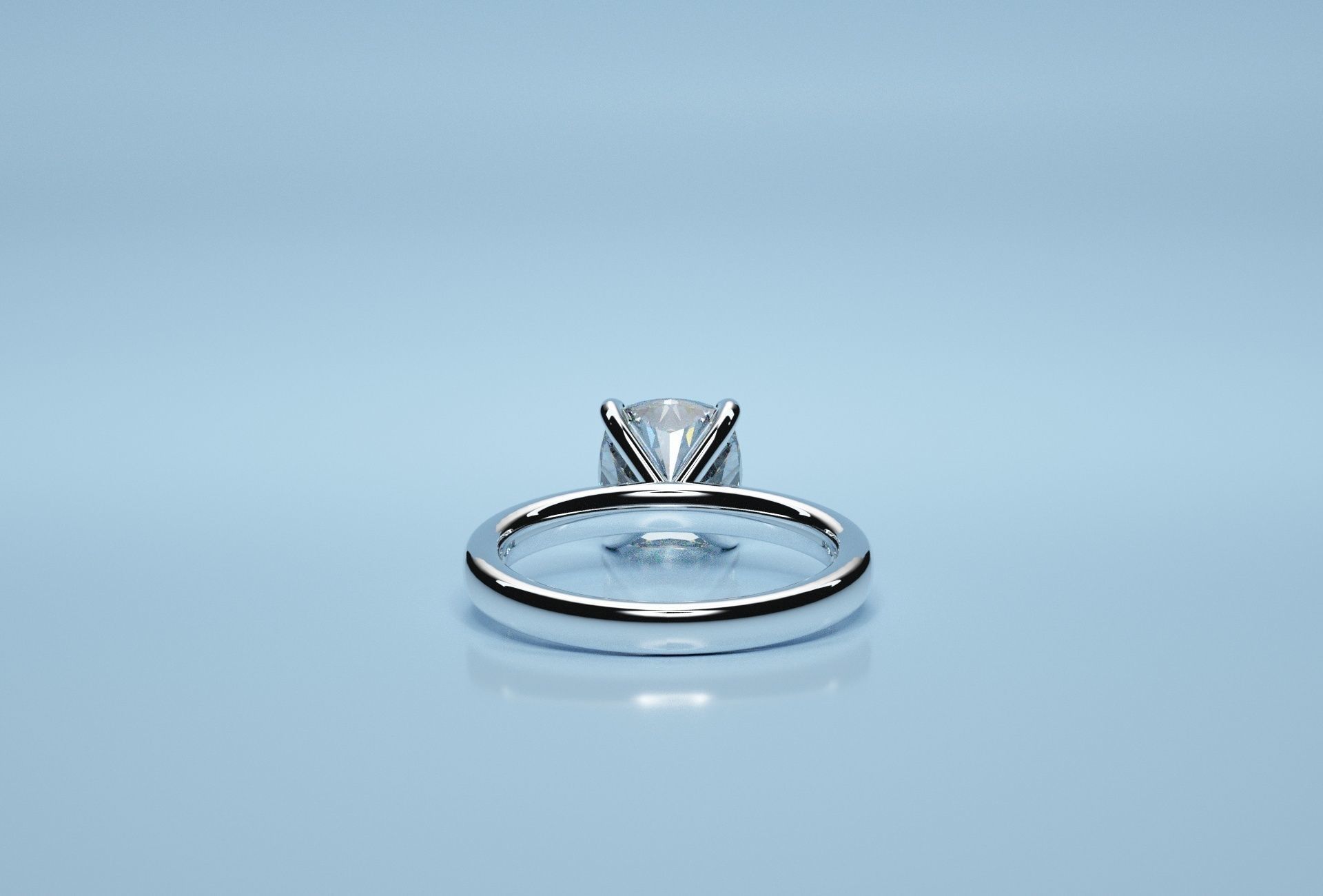 Cushion Square Solitaire Ring  3D print model_2