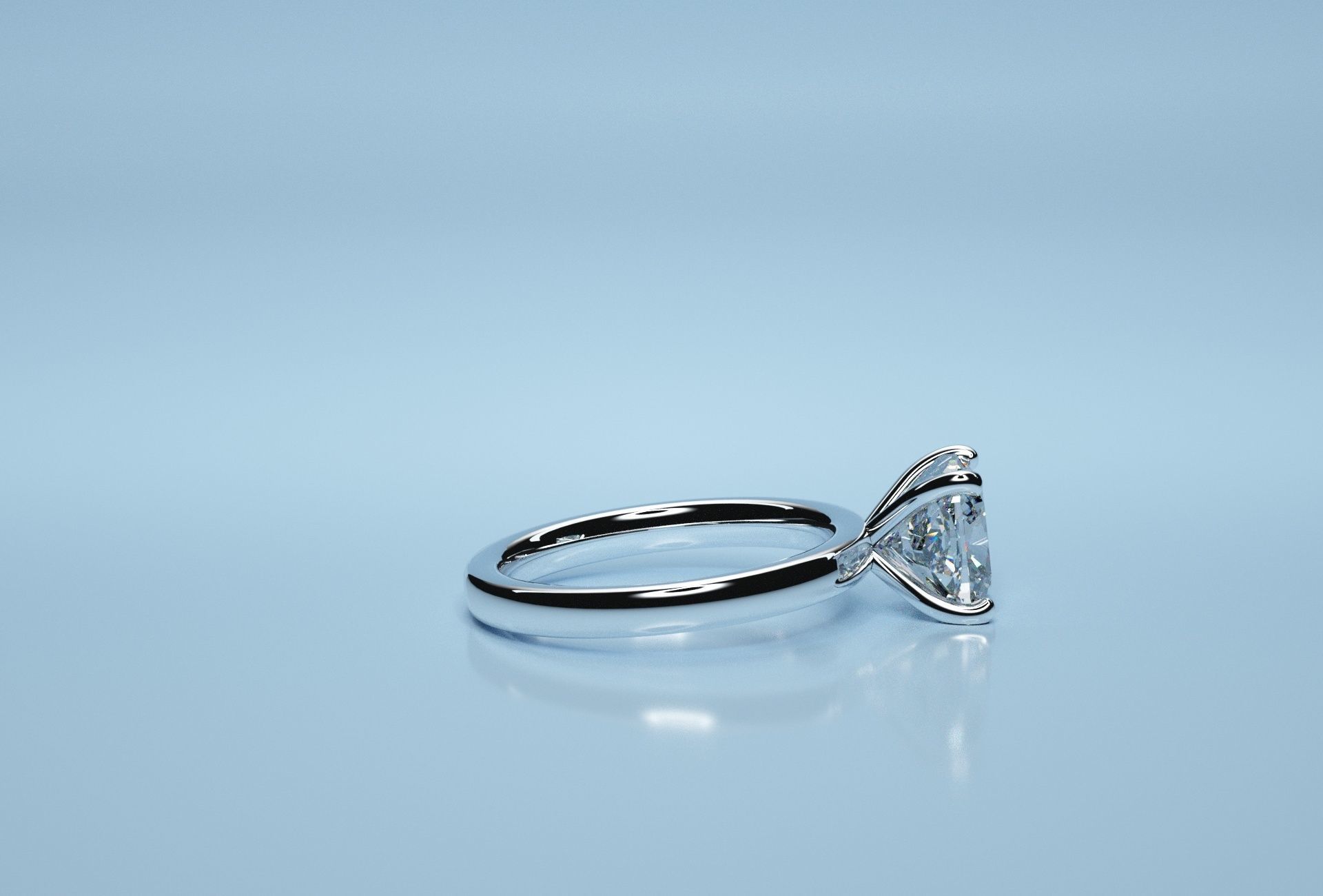 Cushion Square Solitaire Ring  3D print model_3