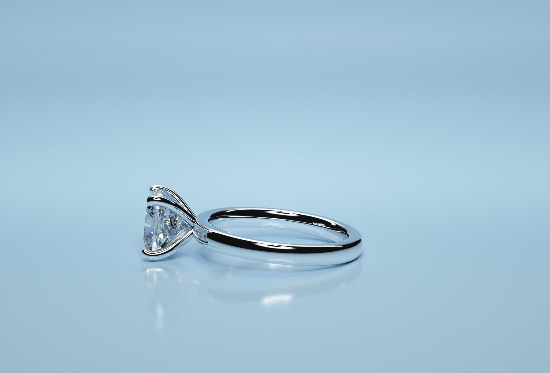 Cushion Square Solitaire Ring  3D print model_1