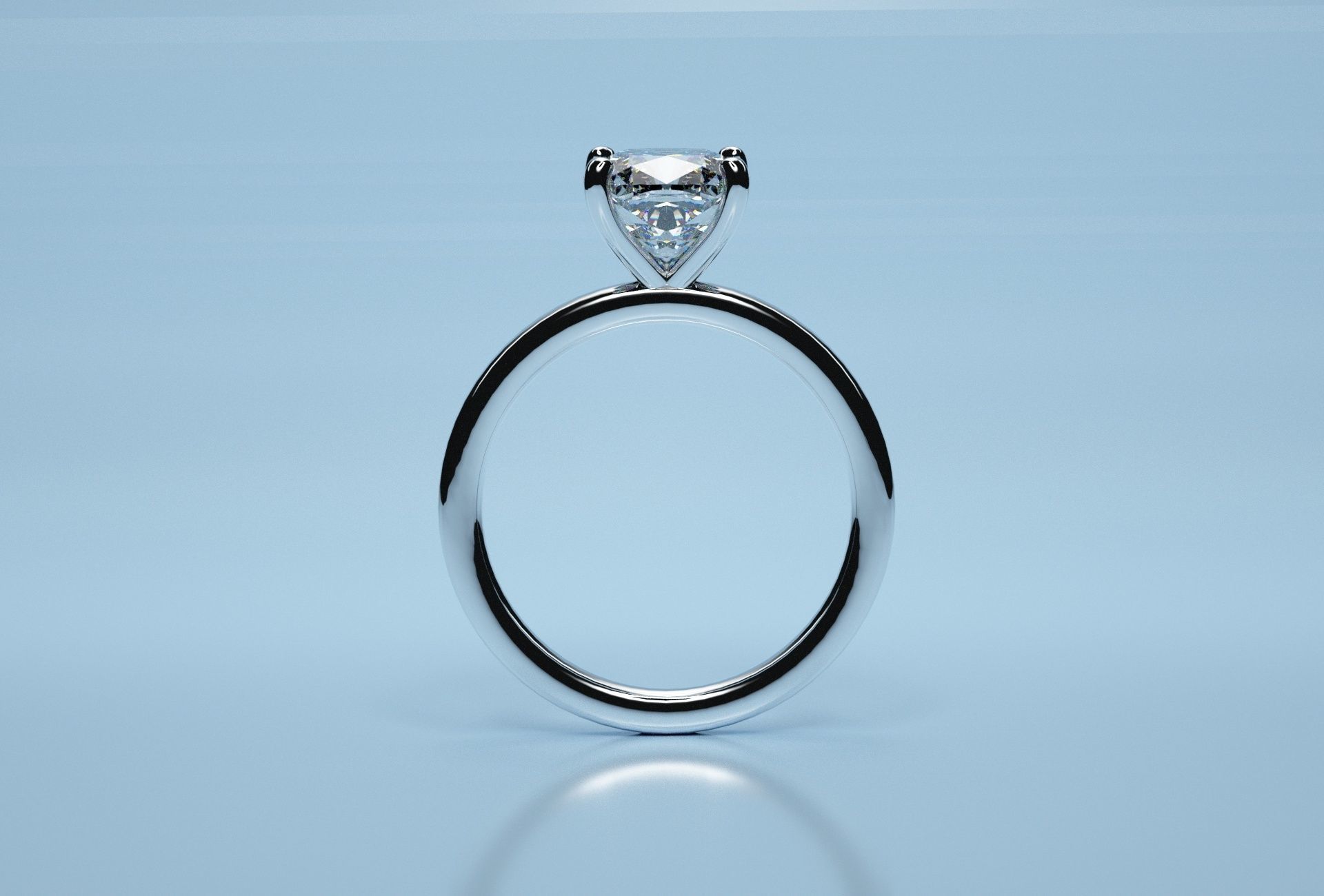Cushion Square Solitaire Ring  3D print model_4