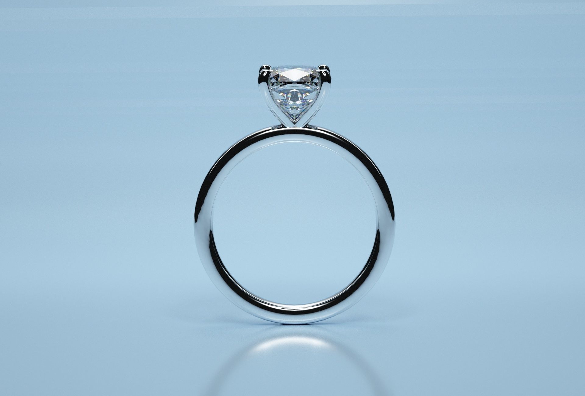 Cushion Square Solitaire Ring  3D print model_6
