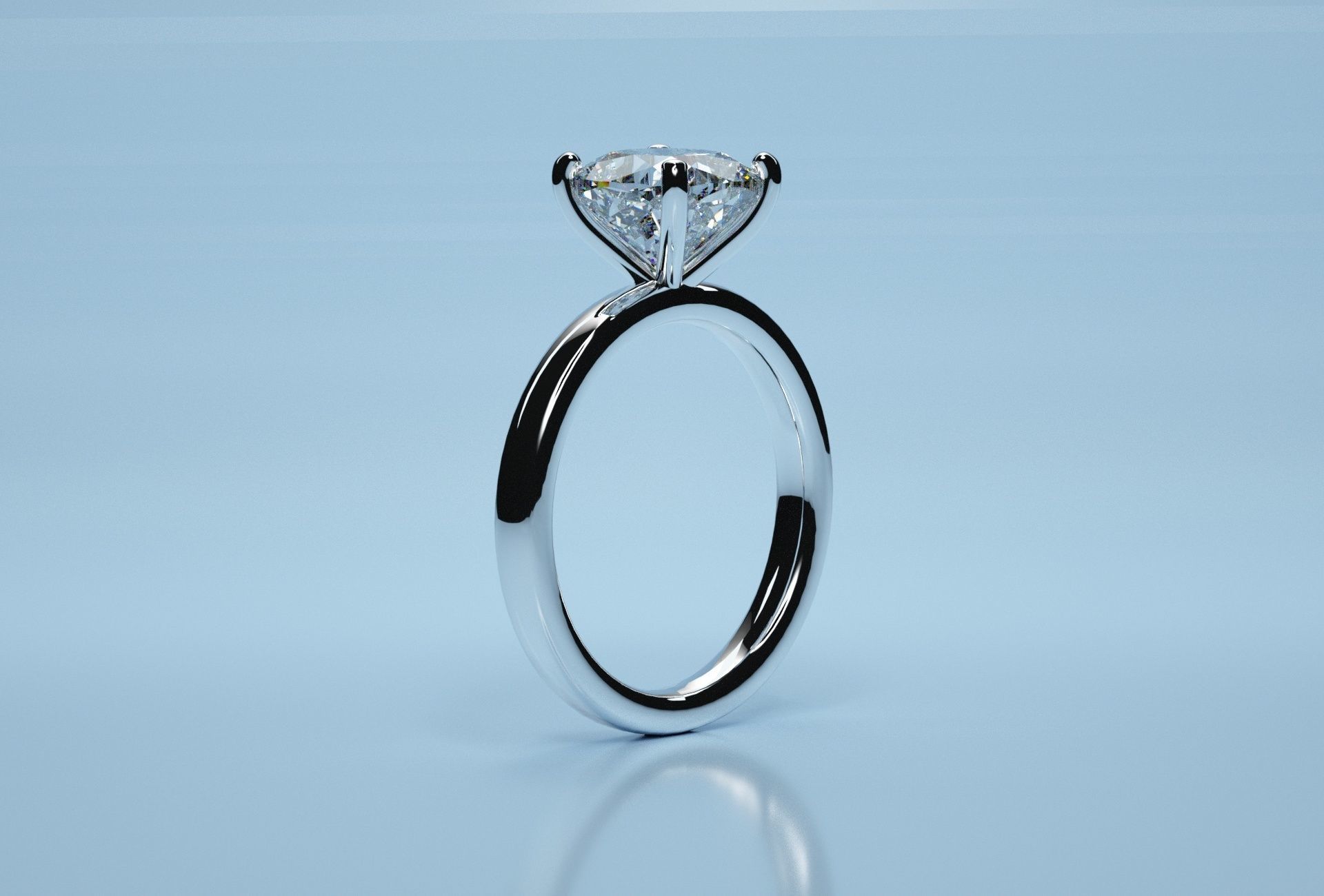 Cushion Square Solitaire Ring  3D print model_8