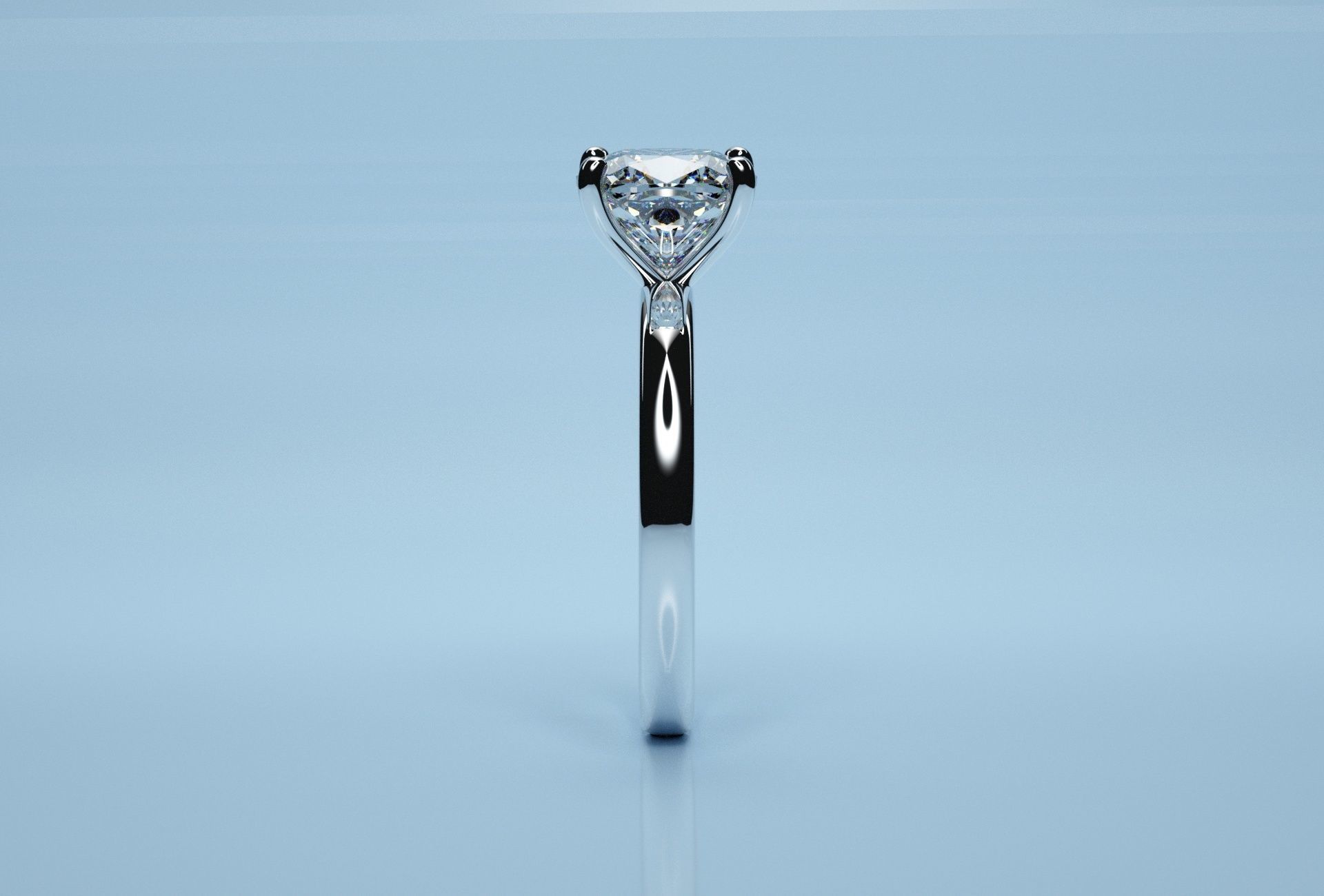 Cushion Square Solitaire Ring  3D print model_7