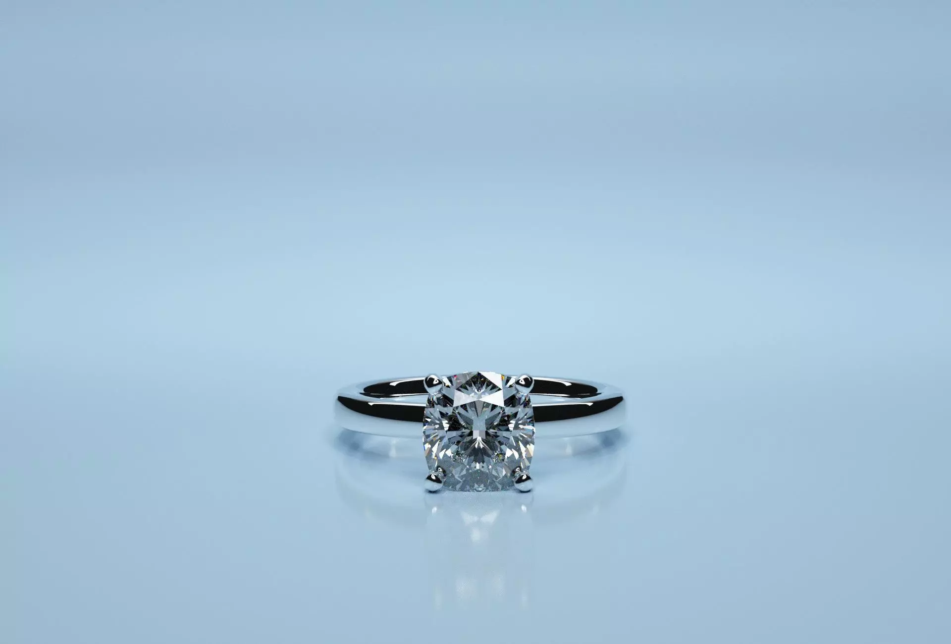 Cushion Square Solitaire Ring  3D print model_0